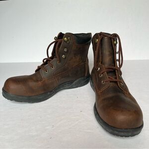 Dr. Comfort Men's Protector Leather Work Boots Chestnut Size 10 1/2"W